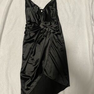 Luxe Black High Low Satin Dress